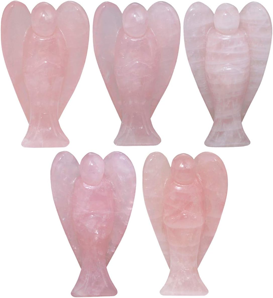 Nupuyai 3" Rose Quartz Guardian Crystal Angel Statue - Image 5