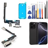 Dock Connector for iPhone 16 Pro Charging Port Flex Cable Replacement for iPhone 16 Pro A3293 A3083 A3292 A3294 USB Charger Dock Board Connector with Tools(Black)