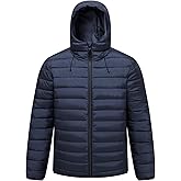 UVSAI Men’s Lightweight Puffer Hooded Jacket Water Resistant Full Zip Insulated Warm Winter Coats