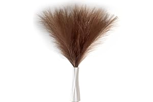 BEIGEOK 20PCS Faux Boho Pampas Grass,21" Artificial Pampas Grass Decor for Home Room(Brown)