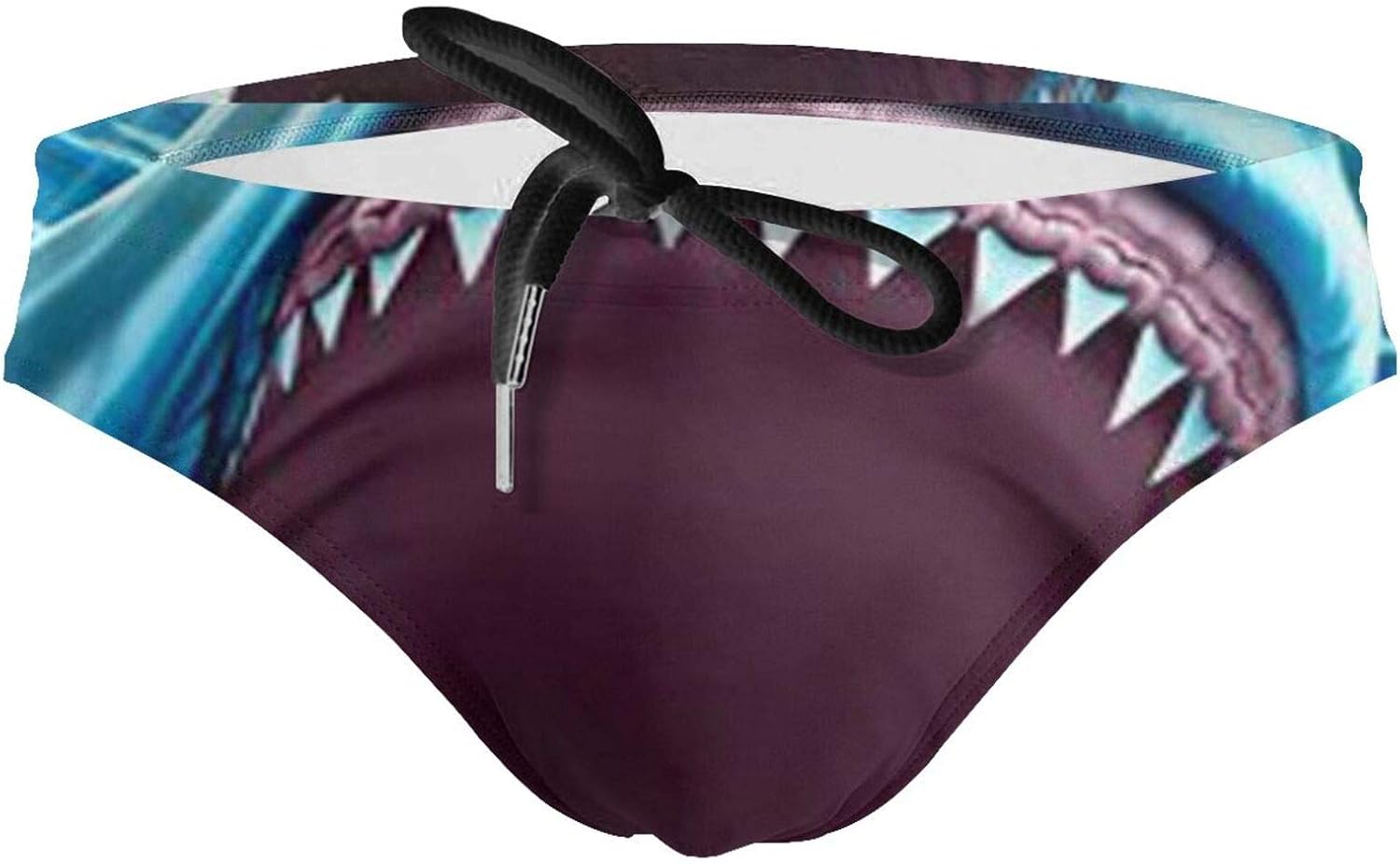 AMRANDOM Mens Funny Swim Briefs Great White Shark Teeth Blue Swimsuits