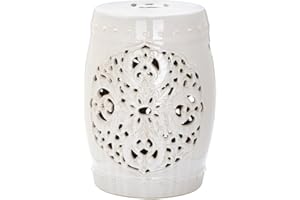Safavieh Flora Glazed Ceramic Decorative Garden Stool, Cream
