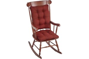 Klear Vu Omega Non-Slip Rocking Chair Cushion Set with Thick Padding and Tufted Design, Includes Seat Pad & Back Pillow with Ties for Living Room Rocker, 17x17 Inches, 2 Piece Set, Flame Red