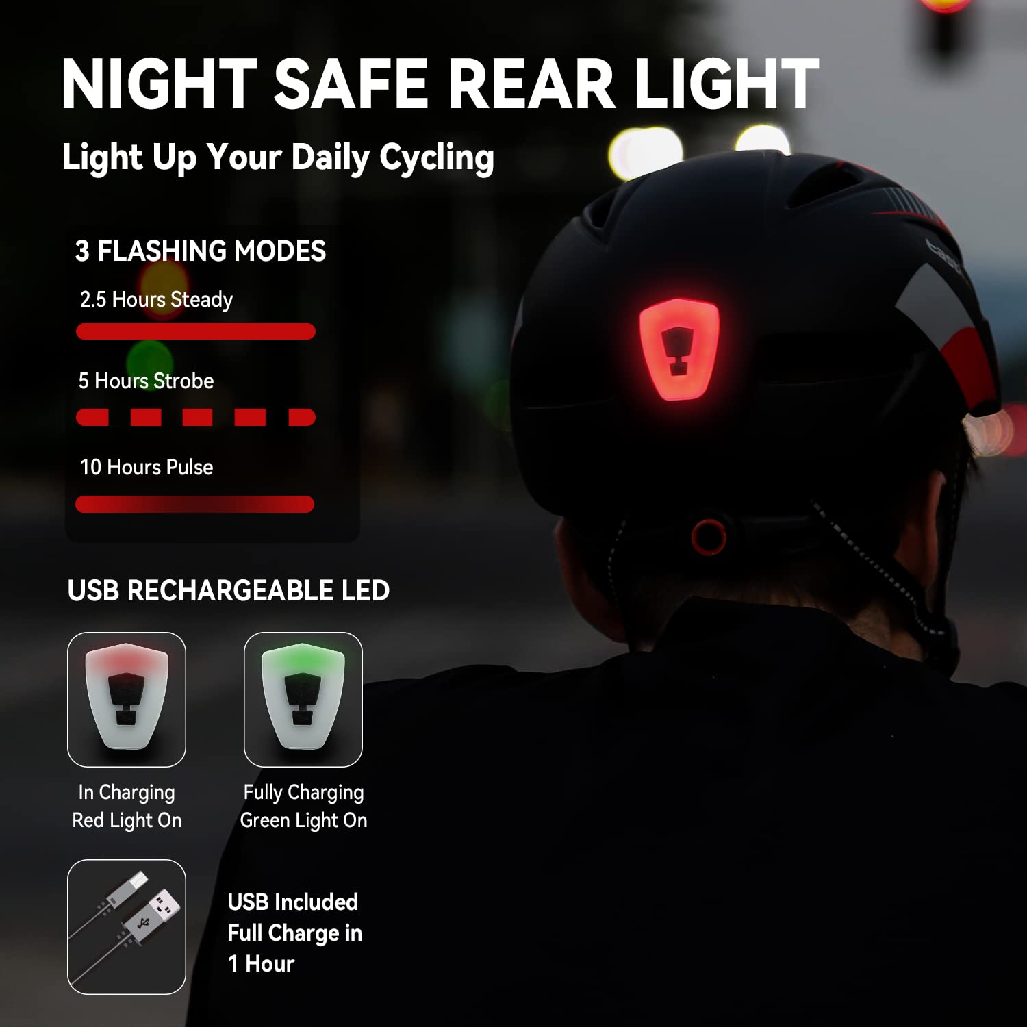 EASTINEAR Adults Bike Helmet Magnetic Goggle Cycling Helmet with USB Rechargeable Taillight for Men Women Mountain & Road Bicycle Helmet Magnetic Shield