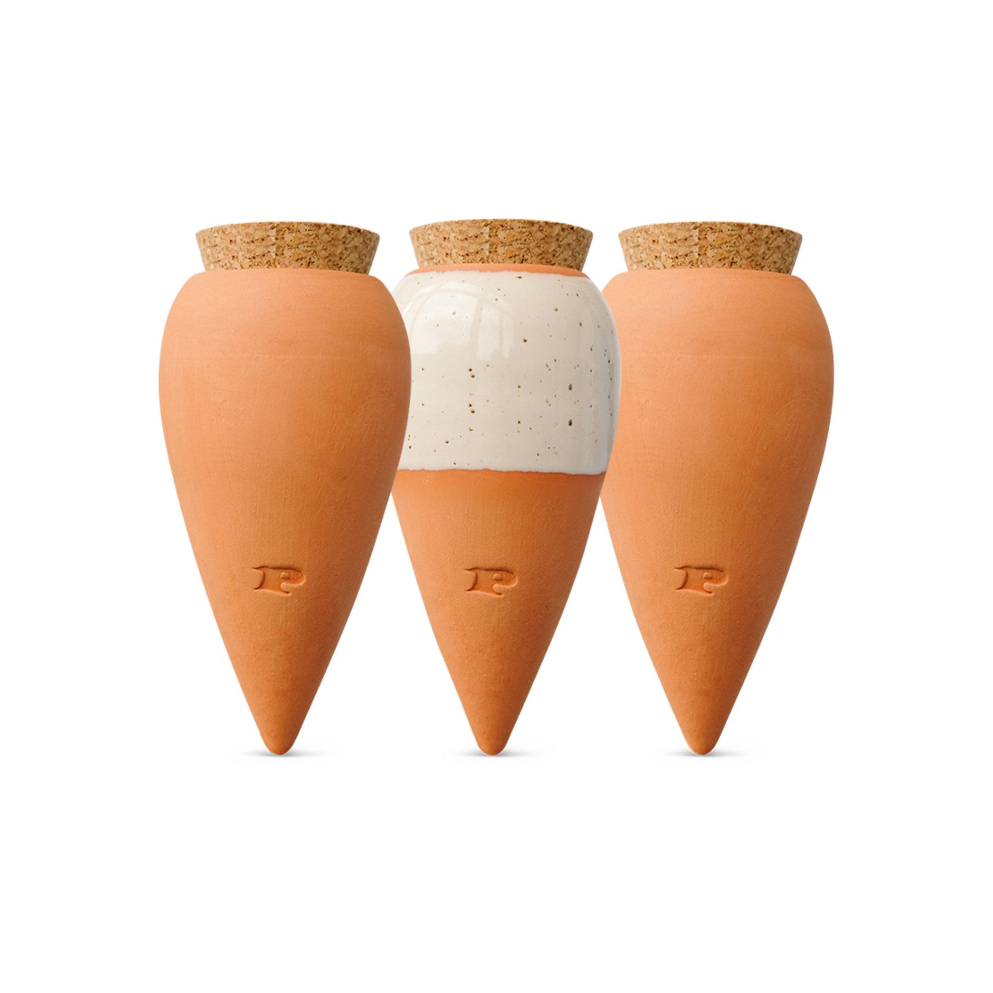 Pepin Mini Oyas Set of 3 Terracotta 12cl Automatic Watering Planters - Orange