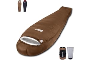 QEZER 0 Degree Sleeping Bag for Adults - 650 Fill Power Down Bag for Cold Weather 10F /0F / -4F / -9F Large Lightweight