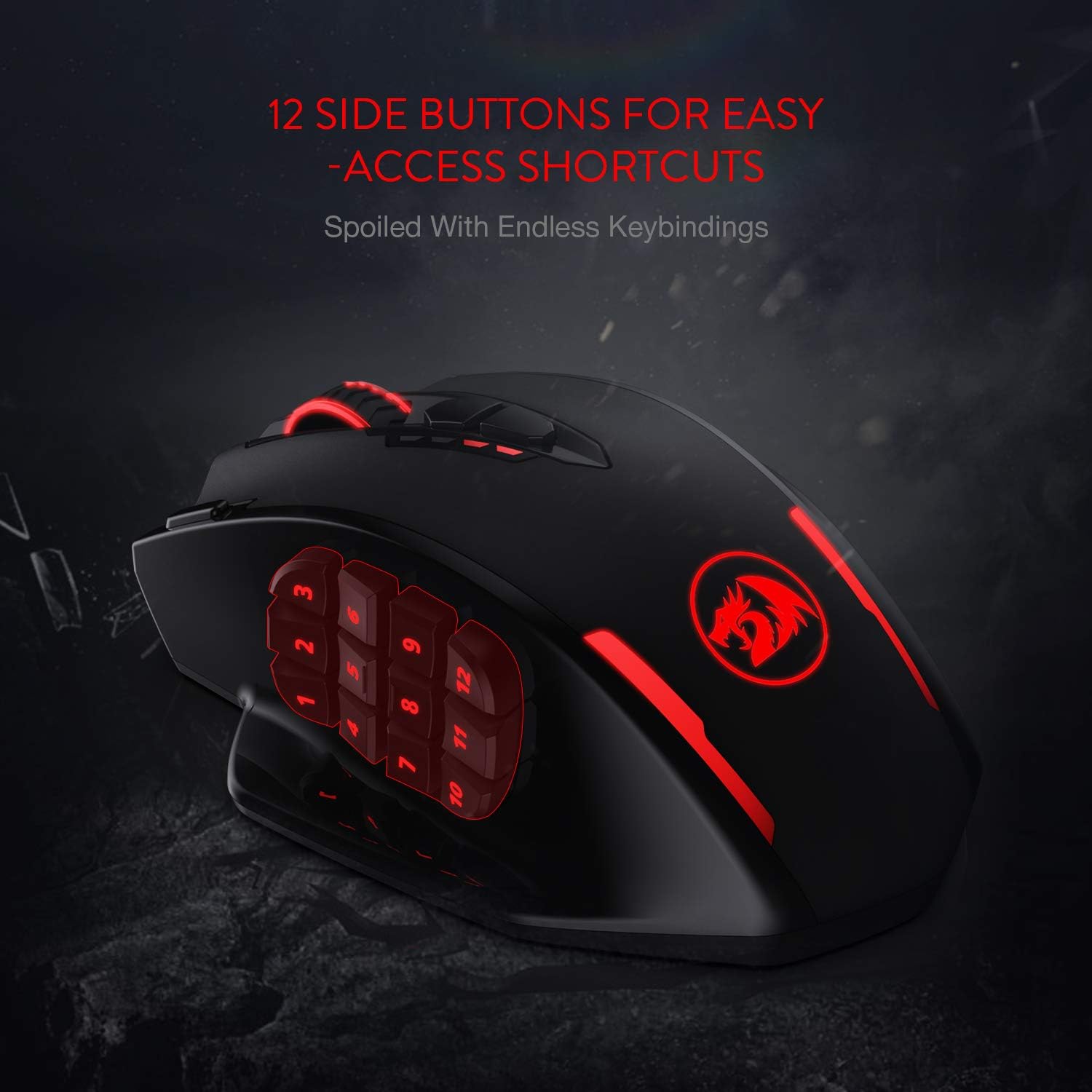 Redragon M913 Impact Elite Wireless Gaming Mouse, 16000 DPI Wired/Wireless RGB Gamer Mouse with 16 Programmable Buttons - Image 5