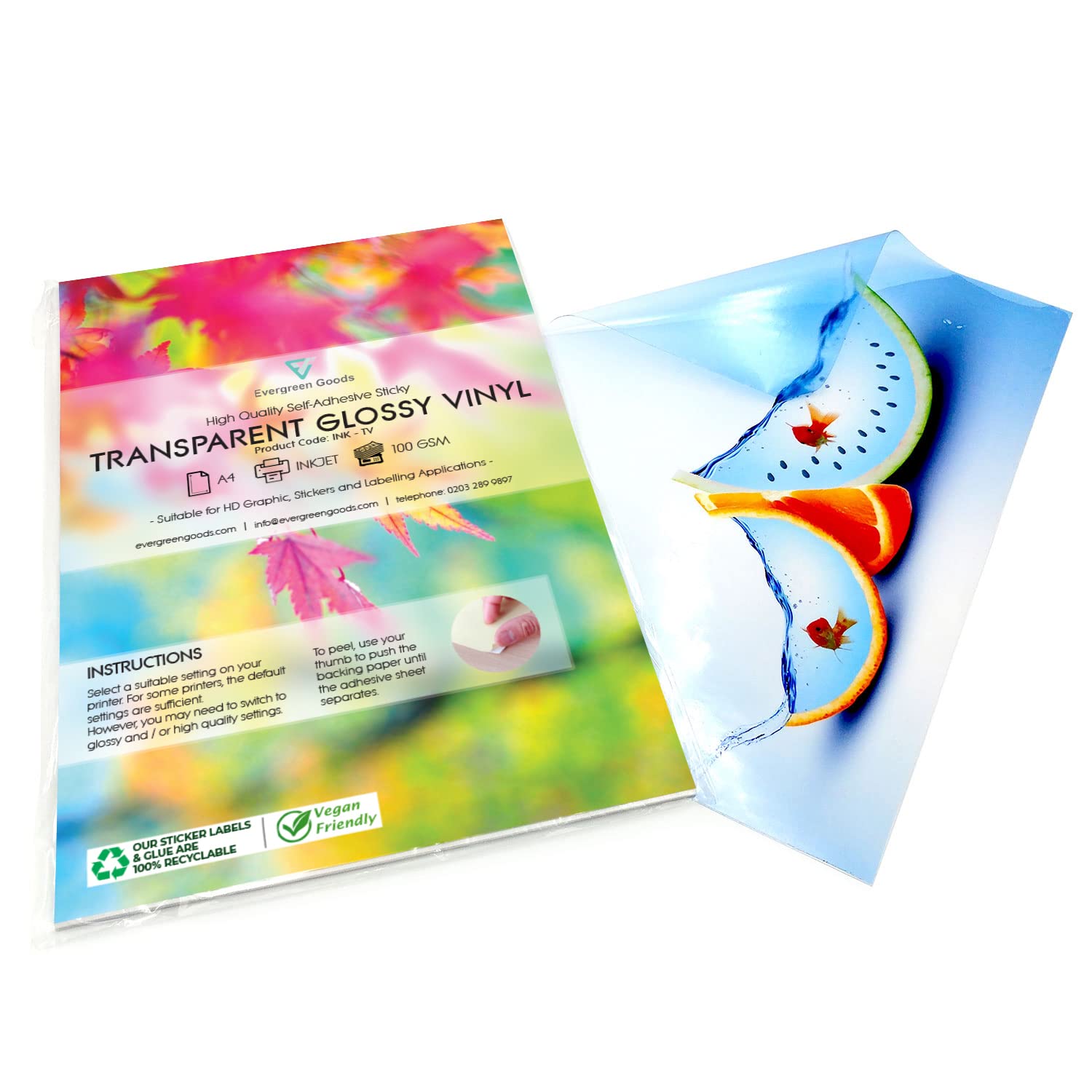 A4 Transparent Sticker Vinyl - 20 Sheets Clear Inkjet Printable Sticker Paper for Inkjet | Compatible with Cricut to Make Personalised Sticker Labels | Self-Adhesive Transparency Film, Not Waterproof