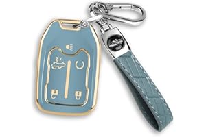 MILD EAST For GMC Key fob Cover with Keychain Fit for Chevy Silverado and GMC Sierra Terrain Acadia 1500 2500HD 3500HD 5 buttons TPU Key Fob Case Shell