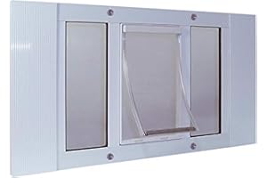 Ideal Pet Products Aluminum Sash Window Pet Door, Adjustable to Fit Window Widths from 33" to 38", Large 10-1/2” x 15” Flap Size