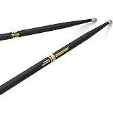 ProMark Forward Rebound 5B ActiveGrip Drumsticks, R5BAG, Tacky Active Grip Finish, Black Drum Sticks, Acorn Tip, Hickory Wood - 1 Pair