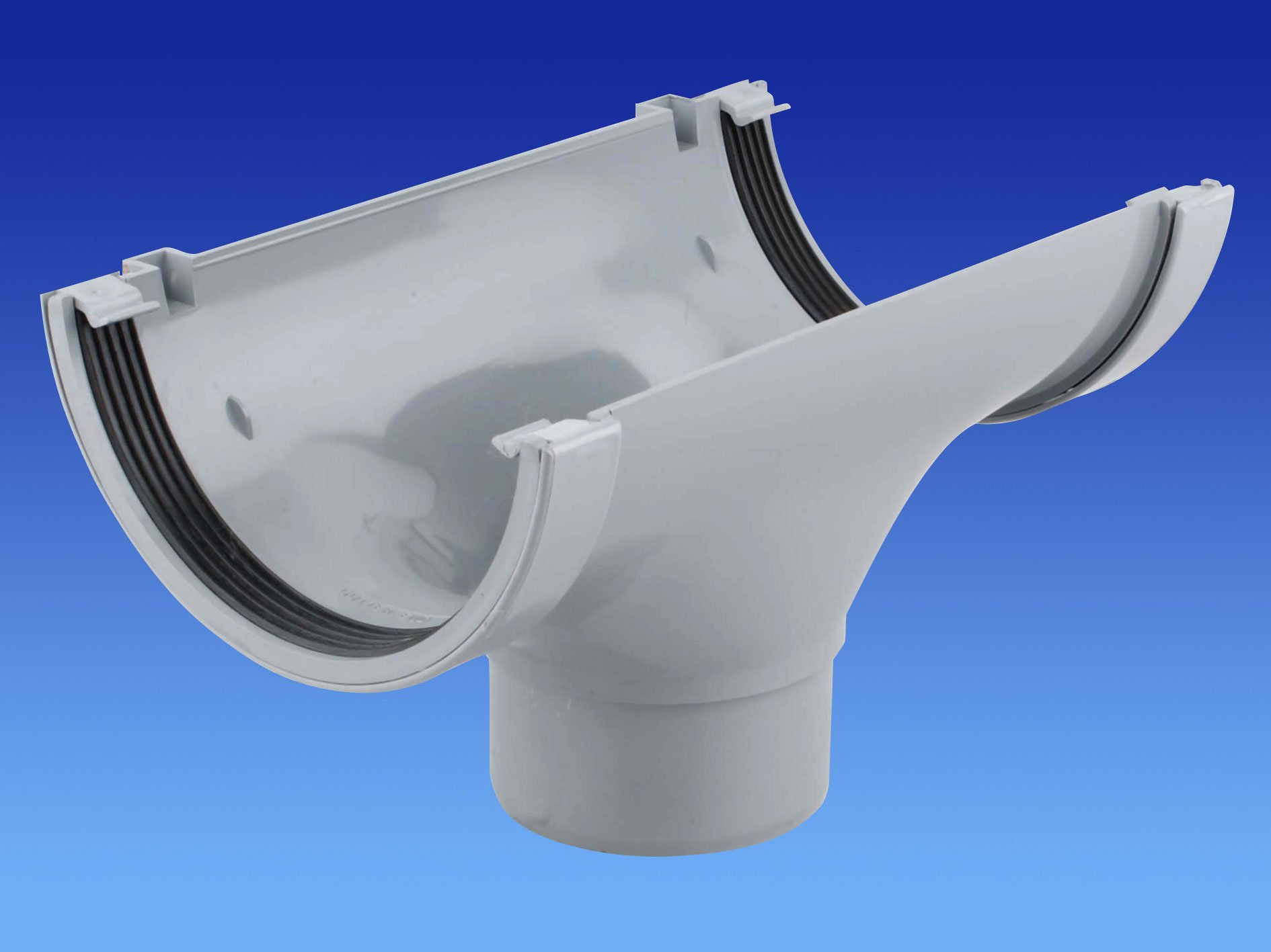 OSMA Roofline Commercial 150mm Half Round Gutter Running Outlet Grey 6T606g