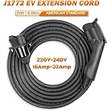 BESENERGY EV Charger Extension Cable 32Amp 220V-240V Charging Cord for Electric Vehicle 20ft 6m Compatible All SAE J1772 Char