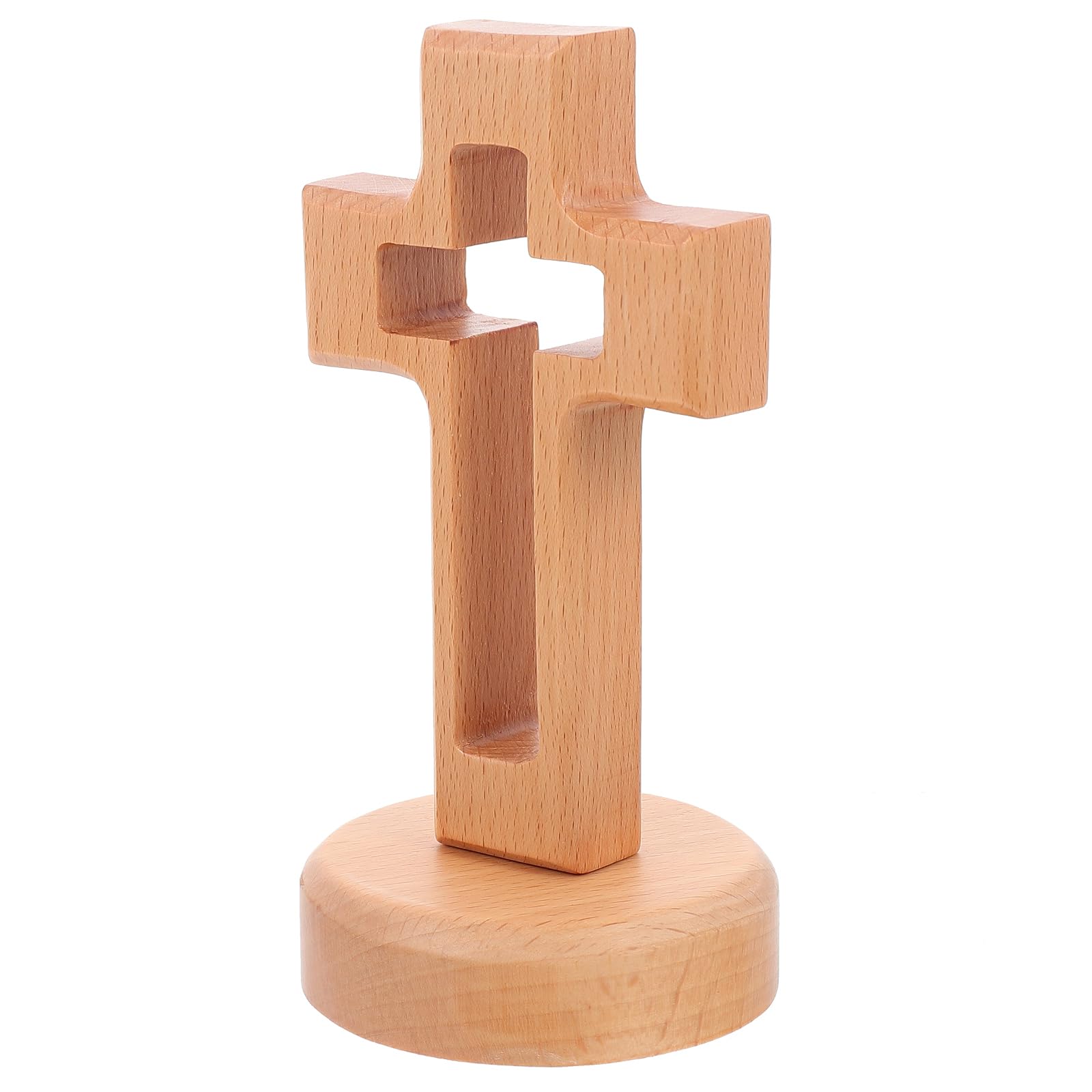Abaodam Wooden Cross Ornament Religious Decoration Catholic Holy Cross for Home Tabletop Display Compact Size Smooth Finish