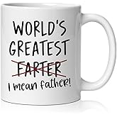BEHIFL World's Greatest Farter I Mean Father Mug, Funny Dad Gifts Coffee Cup Ceramic, Dad Birthday Gifts from Daughter Son, Humorous Father Ceramic Coffee Tea Mug 11 oz