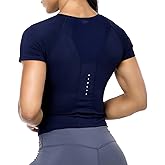 Workout Crop Tops for Women Short Sleeve Workout Shirts for Running Gym Yoga Athletic Exercise