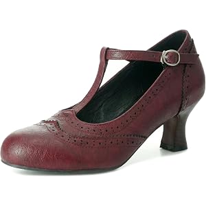 Women's T Strap Pumps Classic Stacked Cone Heels Mary Jane Closed Toe