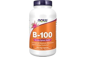 NOW FOODS NOW Supplements, Vitamin B-100, Energy Production*, Nervous System Health*, 250 Veg Capsules