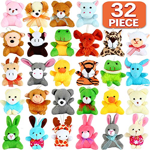32 Pack Mini Animal Plush Toy Party Favors,Small Plush Stuffed Animals for Birthday,Theme Party