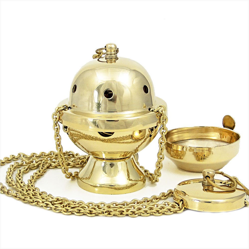 NKlaus Incense Stand with Insert Bowl Brass Handcrafted Gift 2928