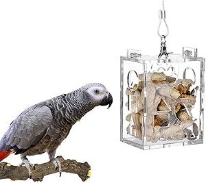 KINTOR Parrot Creative Foraging Toy Feeder Bird Cage, Big Size 4.8x3.6x2.6inch