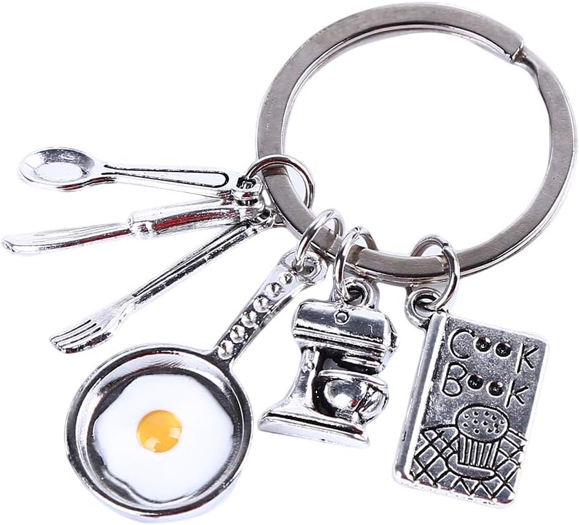 KUHRLRX Omelette Keyring Keychain Cute Bag Purse Pendant Chef Utensils Accessory Pendant Couple Holiday Gift
