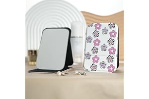 Cute and Sweet Style Floral Series Portable Makeup Mirror, Foldable mini Handheld Makeup Mirror, Upright flip Portable Square