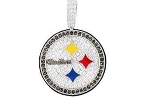 GLD Officially licensed NFL Sports Team Logo Pendant - Gold Plated Iced Out Football Necklace Charm