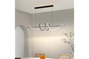 JAYMP Dining Room LED Chandelier 56W Dimmable Kitchen Island Light Modern Pendant Light Geometric Design Hanging Light Fixture Black 39 Inches