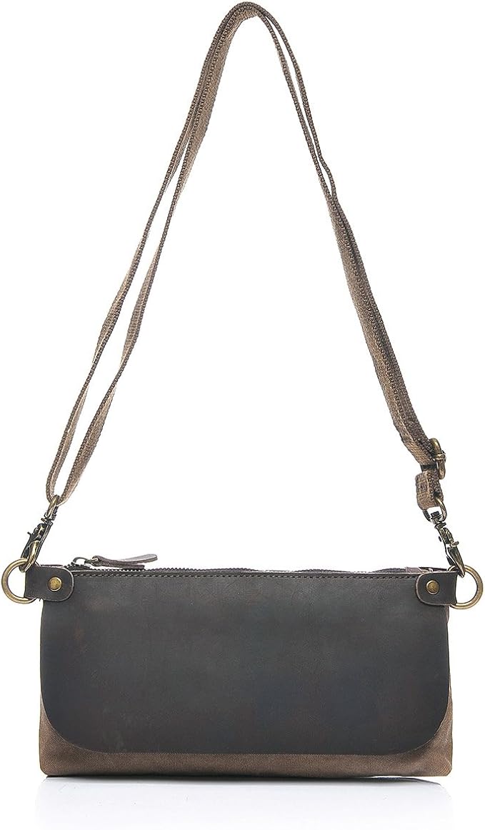 Amazon Co Jp 男包 ショルダーバッグ 斜め掛け レディース メッセンジャーバッグ レザー ショルダーバッグ ジッパー 多機能 キャンバス バッグ Color Brown Size S 服 ファッション小物