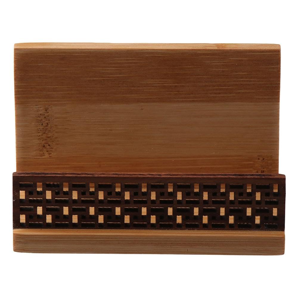 petofqq Black Walnut Business Card Holder Stand, Bamboo Wood Business Card Storage, for Home Office Display