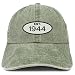 Trendy Apparel Shop Established 1944 Embroidered 76th Birthday Gift Pigment Dyed Washed Cotton Cap - Olive