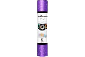 TECKWRAP Glitter Vinyl Shimmer Adhesive Craft Vinyl 12" x 10ft, Glitter Violet Purple
