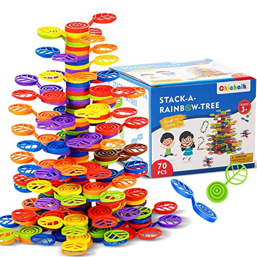 StackaRainbowTree Plastic Stacking Blocks 70 Piece, Balance Game
