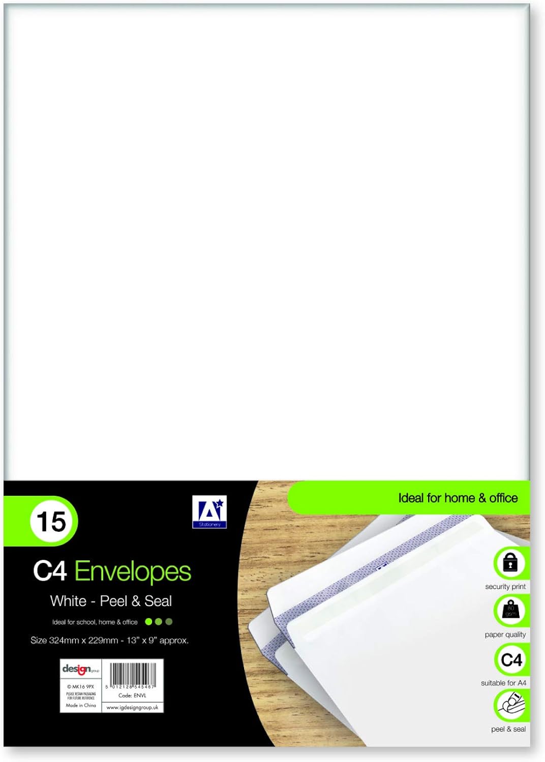 Anker C4 Open End Catalog Envelopes with Peel and Seal Closure - 324mm x 229mm - White - 15/Pack