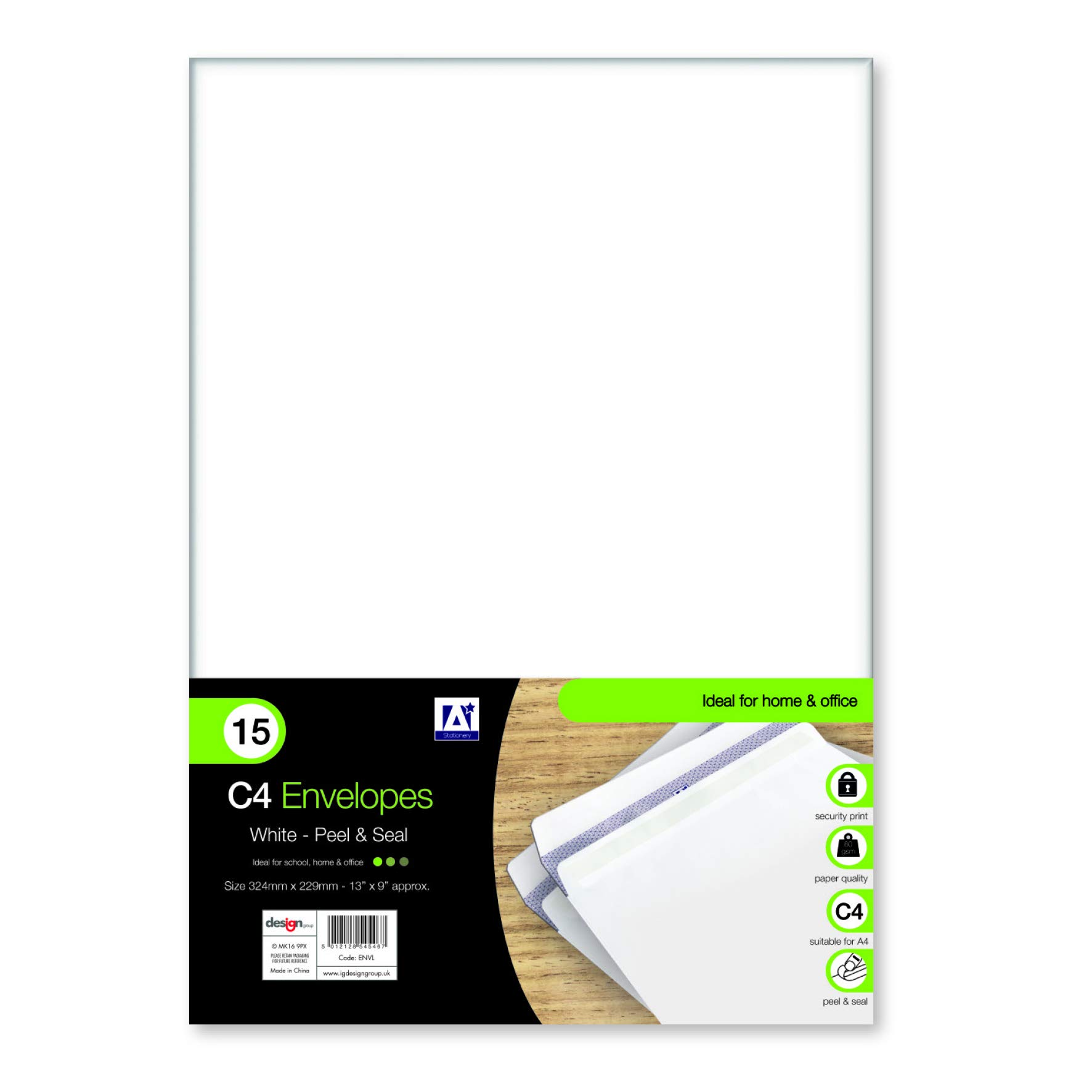Anker C4 Open End Catalog Envelopes with Peel and Seal Closure - 324mm x 229mm - White - 15/Pack