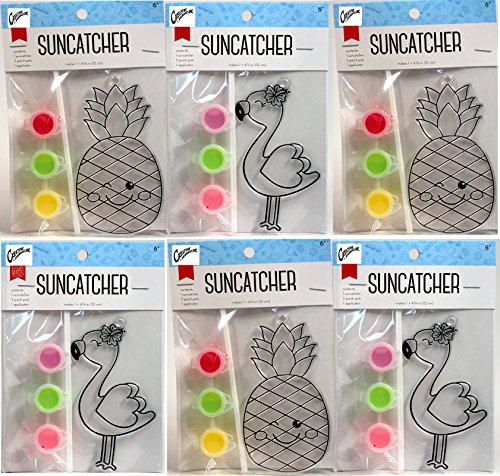 Creative Hobbies Suncatcher Craft Kits For Kids - 6 Complete Kits - Tropical Theme - Great Group Project, Party Favor, DIY Activity - Thumbnail 2