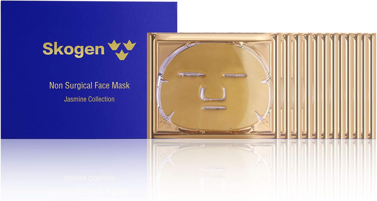 Skogen Premium Non Surgical Face Mask Jasmine Collection Anti-Aging Facial Care for Fines Lines & Wrinkles (12 Packs)