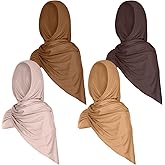 Vabean 4 Pcs Instant Hijab for Women Jersey Hijabs Pinless Ramadan Islamic Muslim Head Wraps Premium Head Scarf Shawl turban