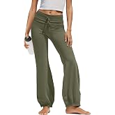 Peaceglad Womens Workout Yoga Pants Fold Over High Waisted Flared Leggings Activewear Pants Pilates Outfits
