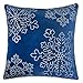 Homey COZY Embroidery Blue Velvet Throw Pillow Cover, Merry Christmas Series Snowflake Luxury Soft Fuzzy Cozy Warm Slik Gift Square Couch Cushion Pillow Case 20 x 20 Inch, Cover Only