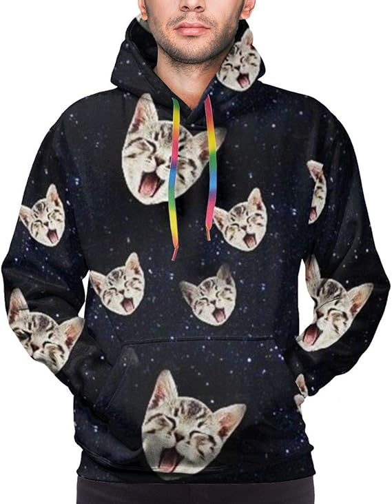 Amazon Co Jp 猫の顔 パーカー メンズ トレーナーパーカー おしゃれ フーディ スウェットパーカー 長袖 フード付き ポケット付き プルオーバー カジュアル ライト パーカー 服 ファッション小物