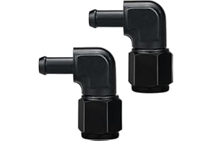CAQEG 10AN Female to 3/8 Barb 90 Degree Hose Fitting Adapter Swivel Aluminum Black, Pack of 2