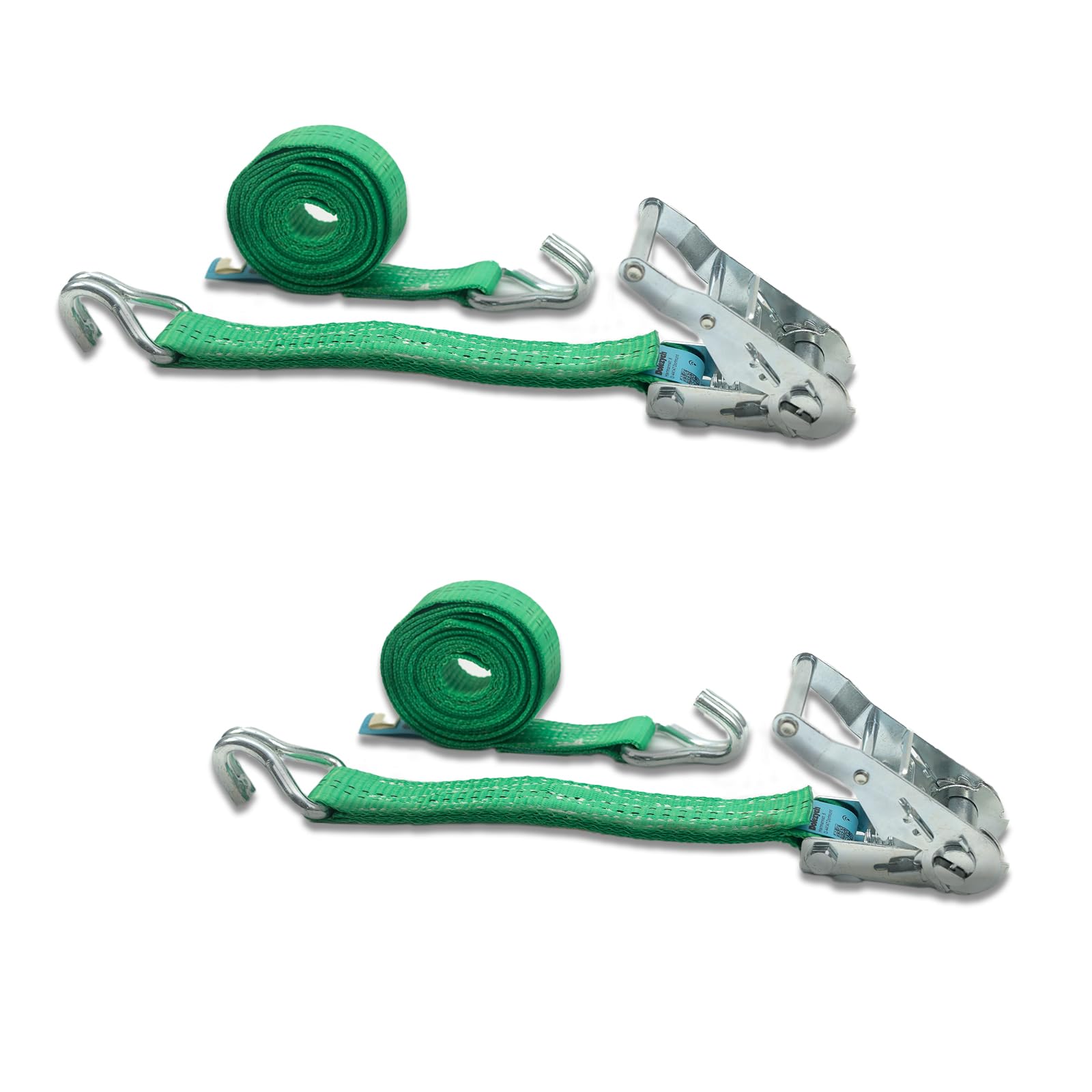 DoZurr 2000 Tie Down Straps with Ratchet and Profile Hook, Load Capacity up to 1000 kg, 35 mm Wide x 4 m Long, Green