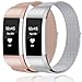 GEAK Fitbit Charge 2 Bands Metal,Milanese Loop Stainless Steel Replacement Accessories Magnetic Metal Small Bands for Fitbit Charge2 Silver and Rose gold