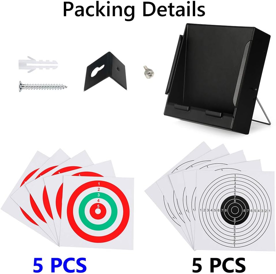 GearOZ Pellet Trap, BB Trap Target with Heavy Steel Metal and Wall-mounted Design, 10 Pcs Target Papers Included : Sports & Outdoors