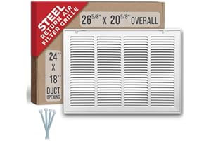 Fits 24x18 Duct Opening | Steel Return Air Filter Grille by Handua [Removable Door] for 1-inch Filters | Vent Cover Grill | White | HVAC Cold Air Intake Grille | Out Dim: 26 5/8"W X 20 5/8"H