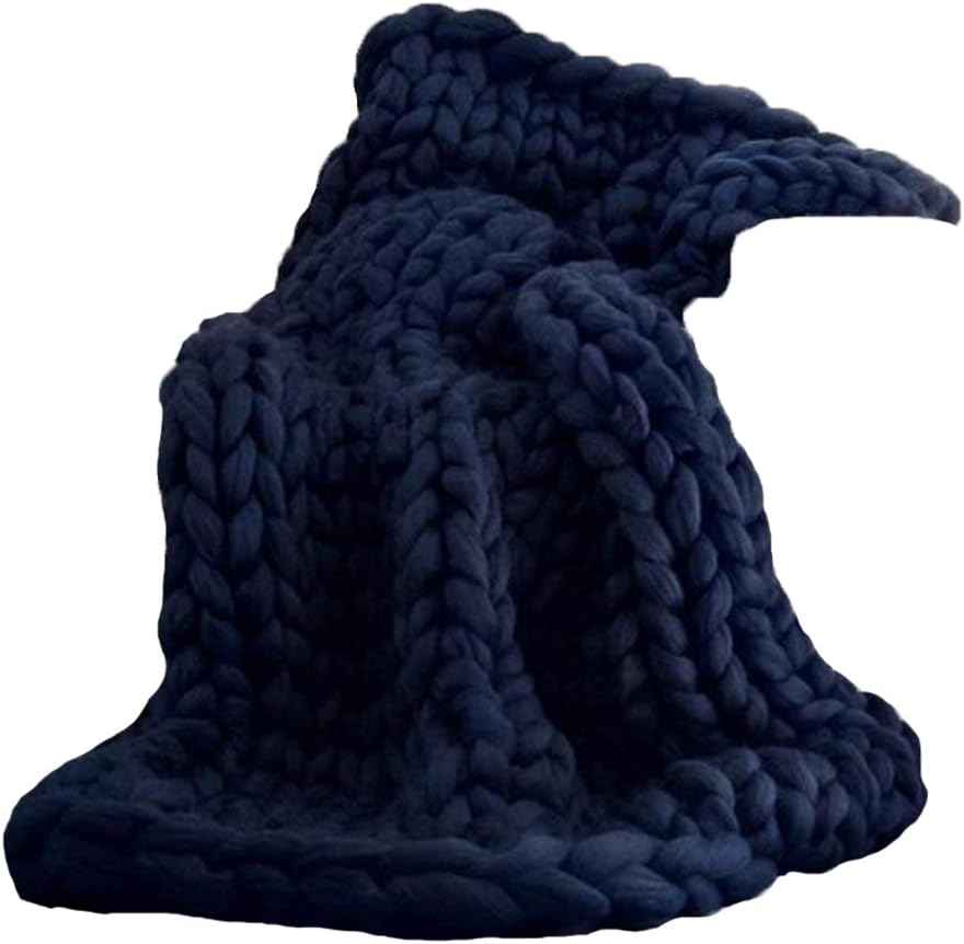 50x70in Chunky Mint Blanket,Navy Chunky Blanket, Giant Knit Blanket,Chunky Throw,Arm Knit Blanket,Throw Blanket,Knit Throw Blanket