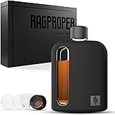Ragproper Glass Hip Flask for Men – Modern Whiskey & Liquor Flask with Cork & Silicone Lid Liners, Durable Silicone Covered Double Shot Flask Bottle (8oz, 240ml, Black)
