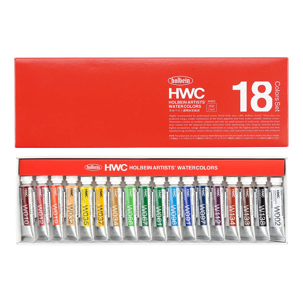 18 color set Holbein transparent watercolors (japan import)